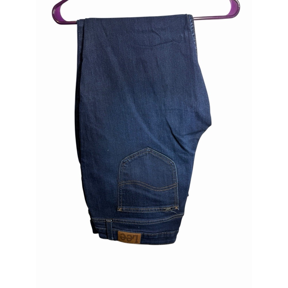 lee straight leg regular fit mid rise womens blue jeans size 18